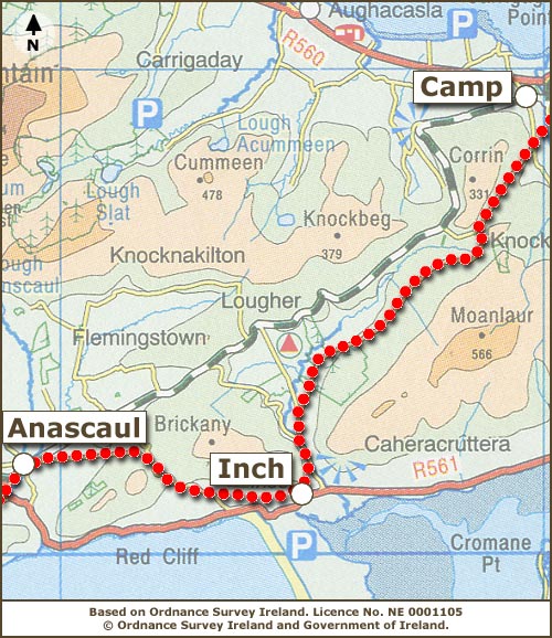 Dingle Way Map | Camp to Annascaul