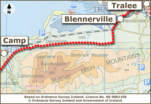 Tralee to Camp Map